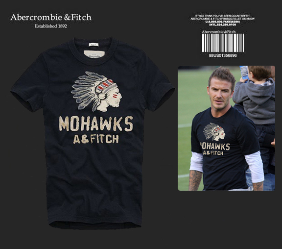 Abercrombie Fitch Hombres De Cuello Redondo Con Gente Fotos Corto Remera AF5714